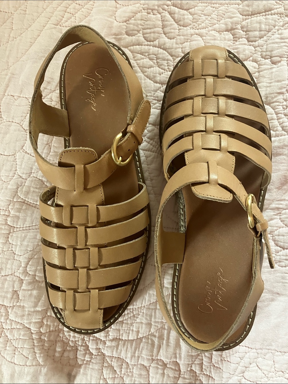 Crown Vintage Woven Fisherman Sandals in Tan